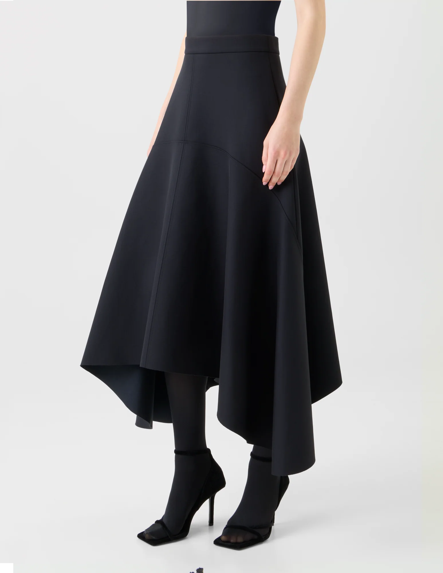 Asymmetrical A-Line Neoprene Handkerchief Skirt - Image 3
