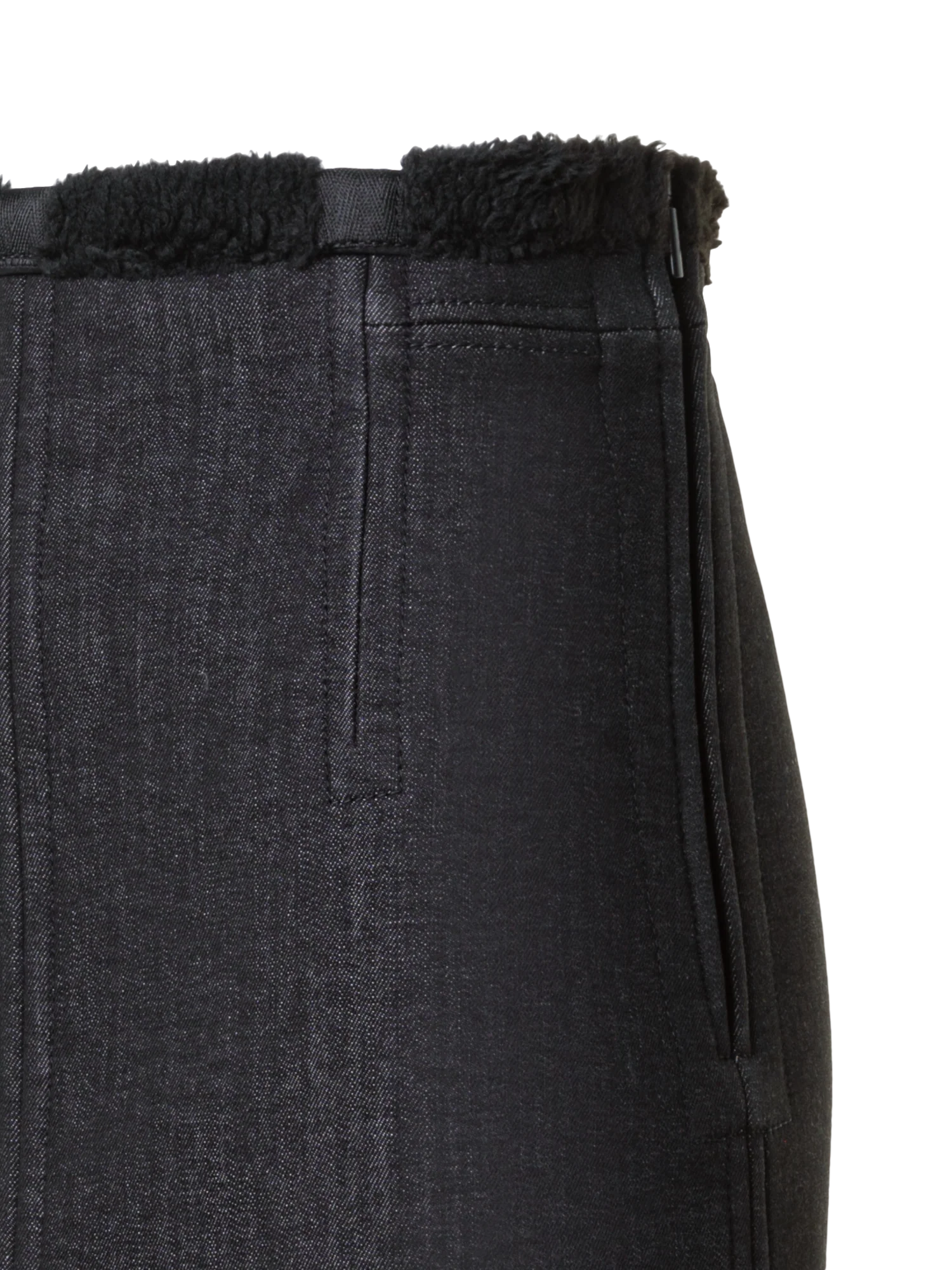 Cotton Denim and Faux Shearling Mini Skirt - Image 3