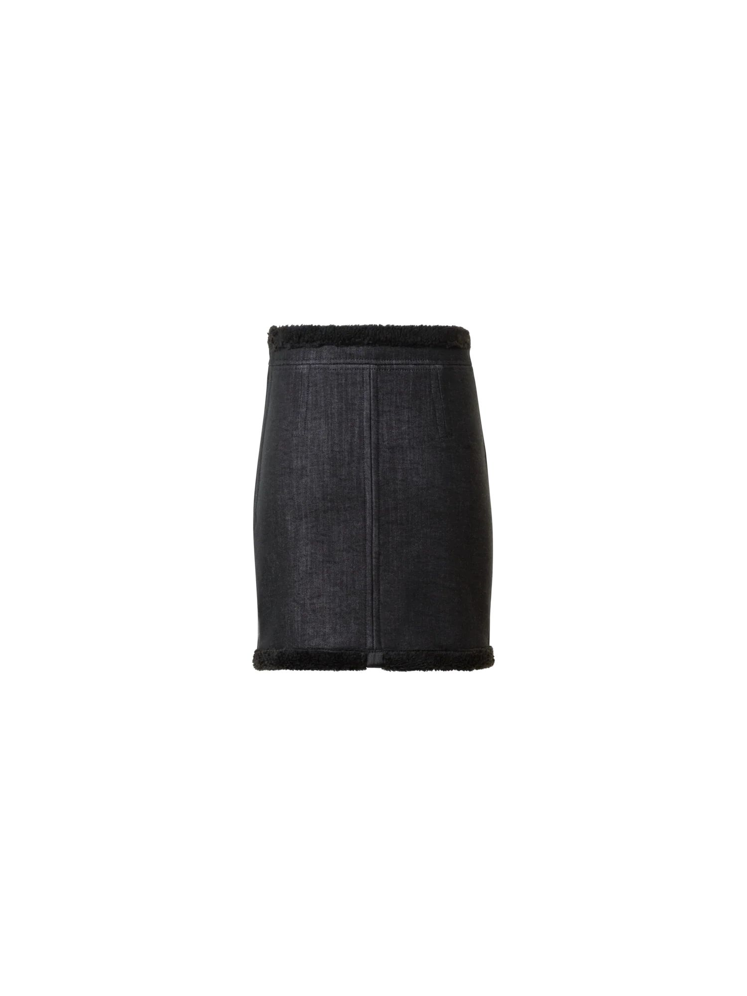 Cotton Denim and Faux Shearling Mini Skirt - Image 8