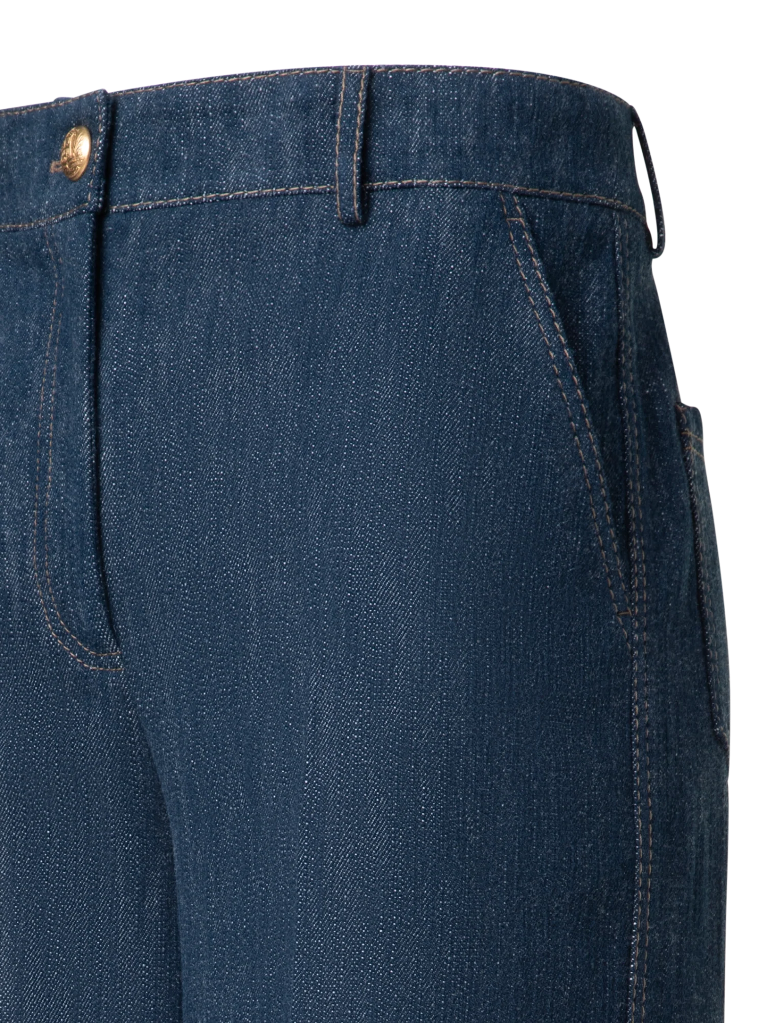 Cropped Wide Cotton Wool Denim Pants - Image 3