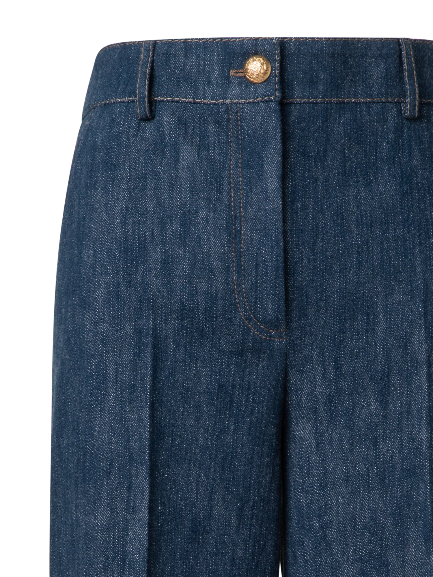Cropped Wide Cotton Wool Denim Pants - Image 5