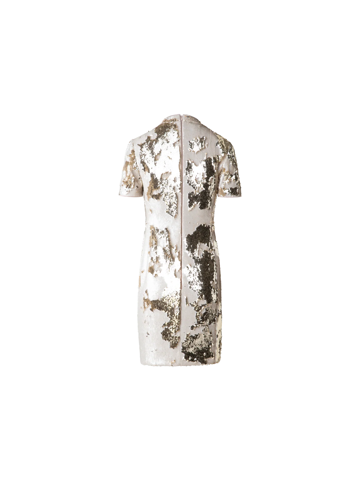 Dual Sequined Sheath Dress with Short Sleeves - Image 3