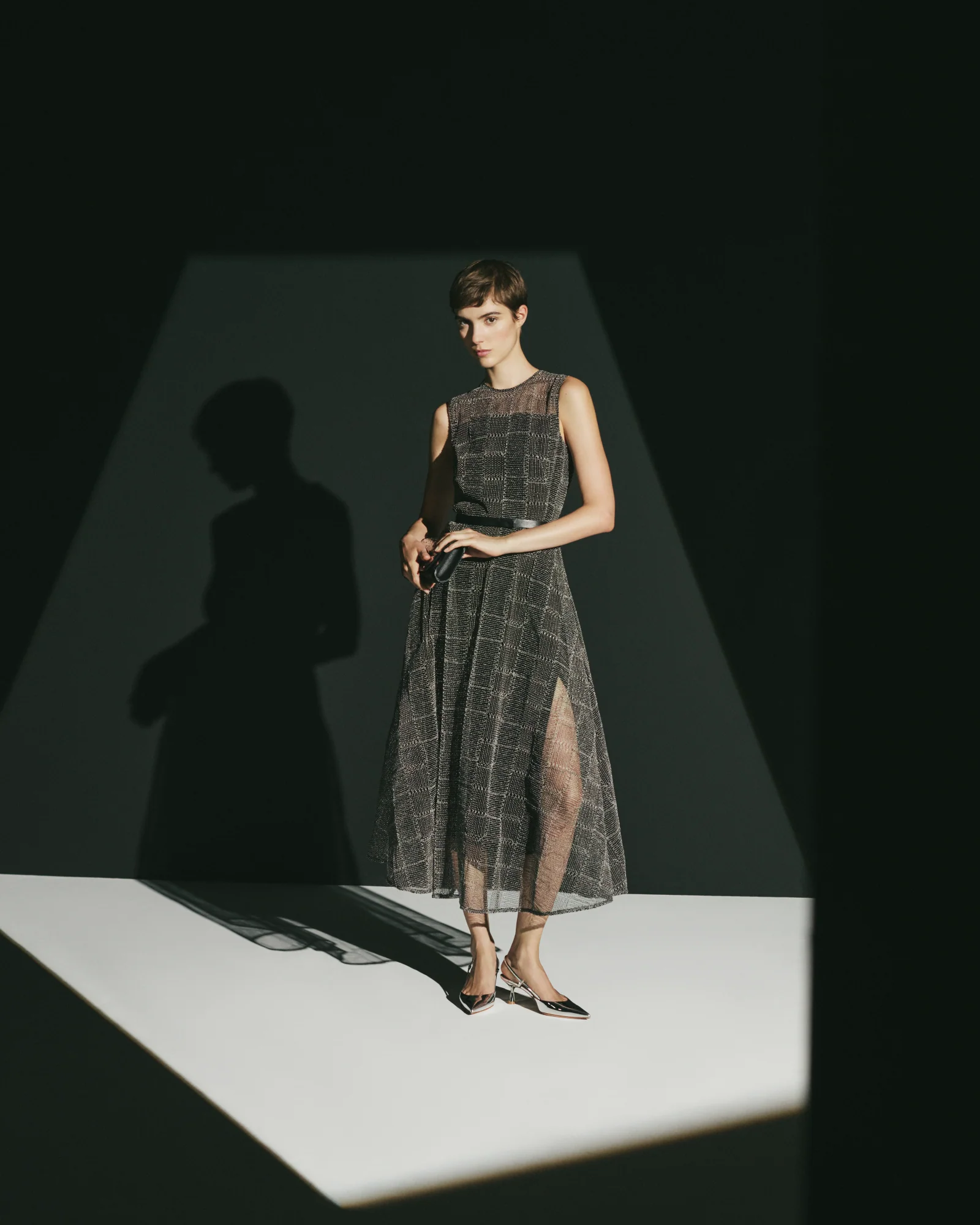 Fit and Flare Squares on Tulle Midi Dress - Image 5