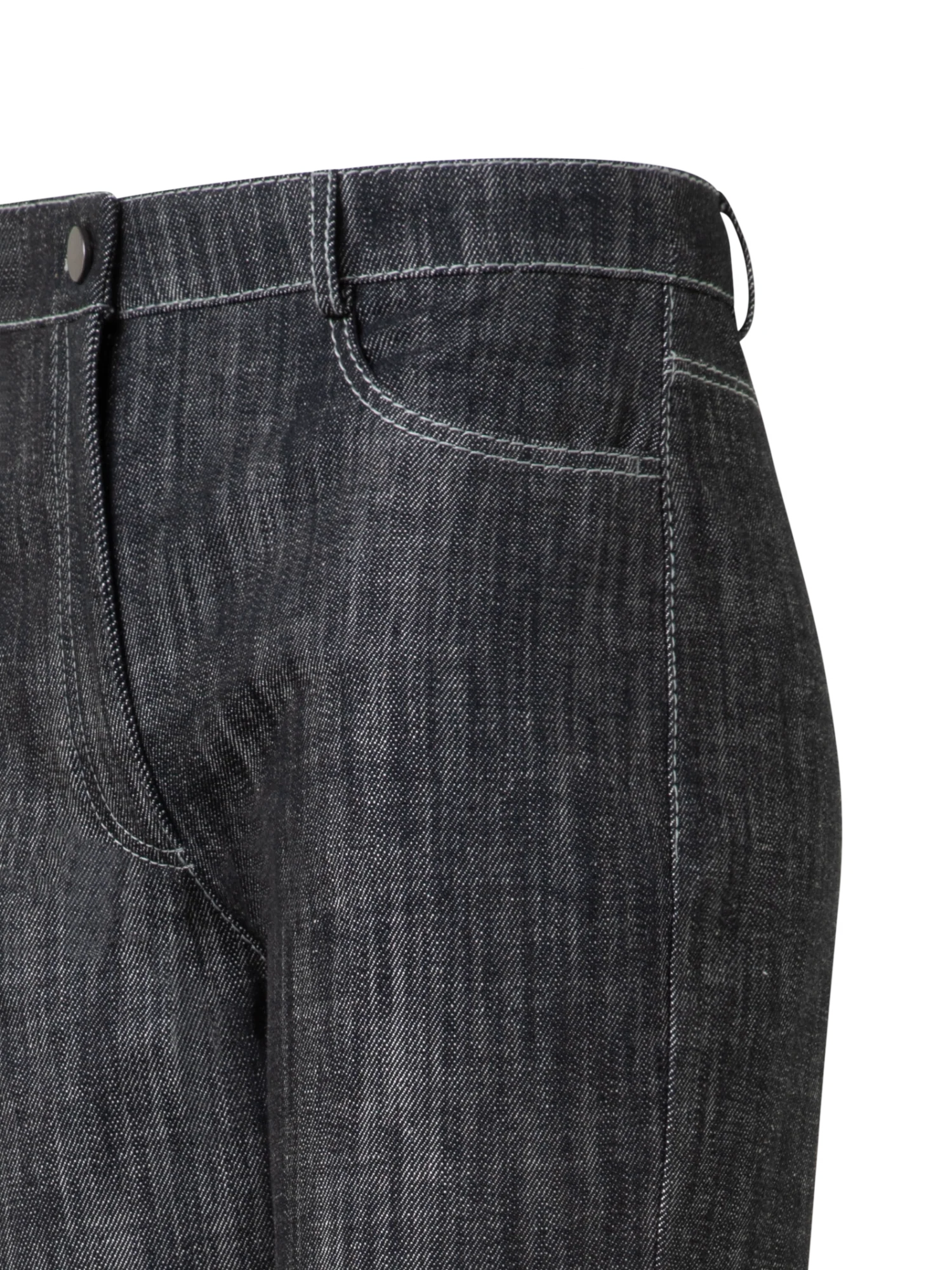 High Waisted Flared Cotton Denim Pants - Image 3