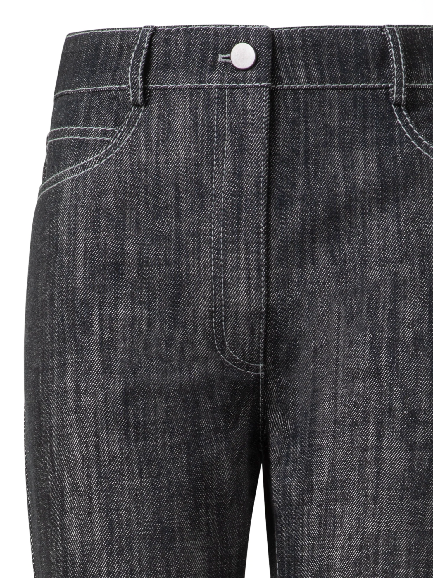 High Waisted Flared Cotton Denim Pants - Image 5