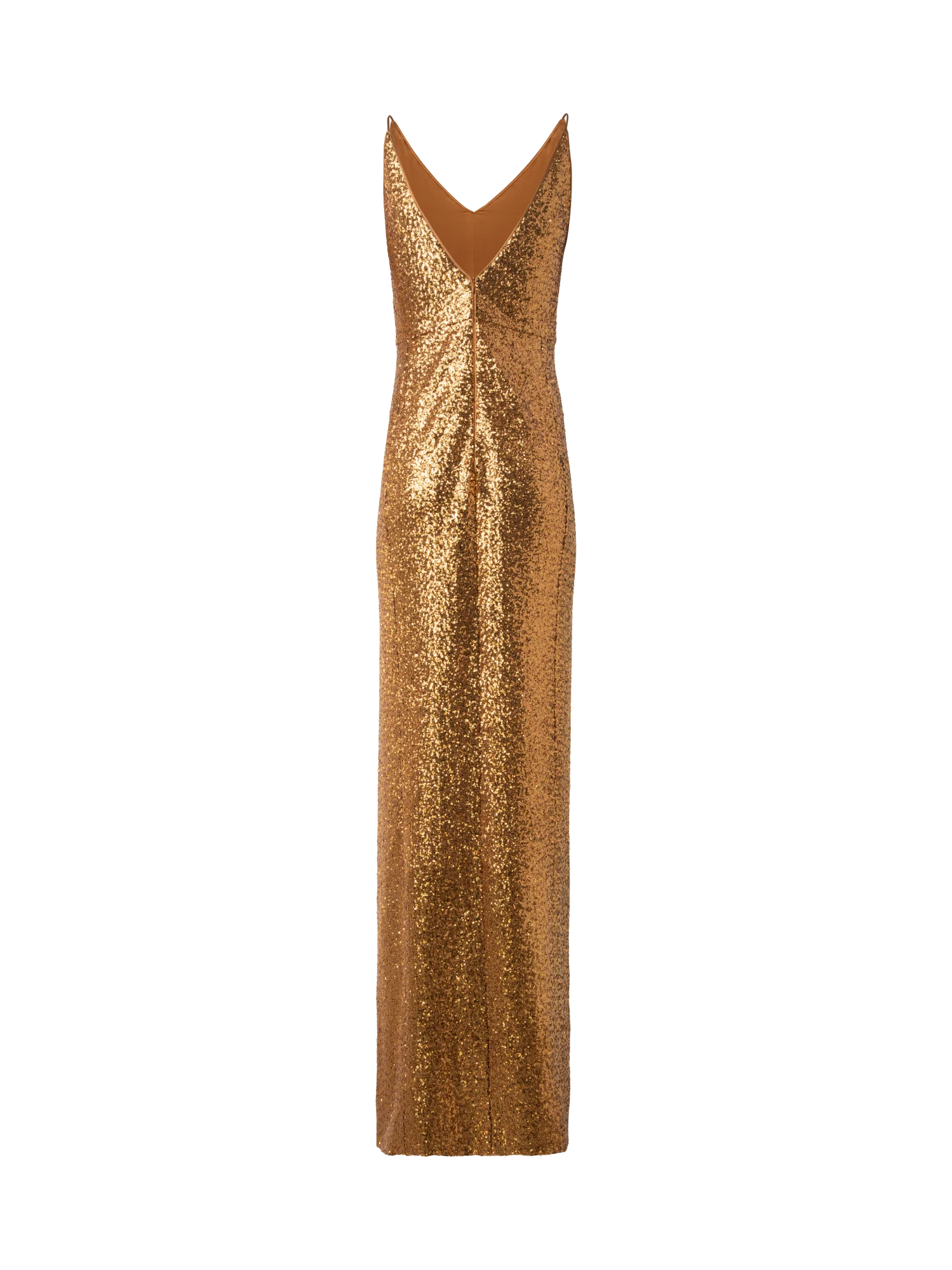 Long Sequined Evening Gown with V-Neck - Image 4
