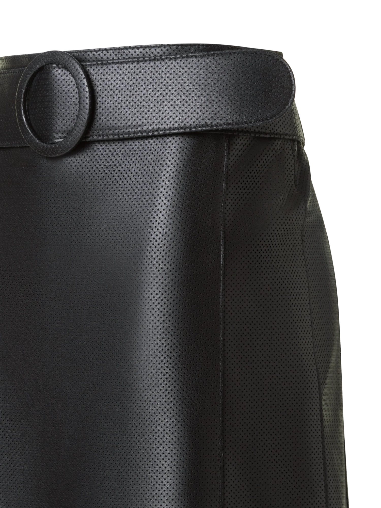 Low Waist Belted Leather Mini Skirt - Image 3