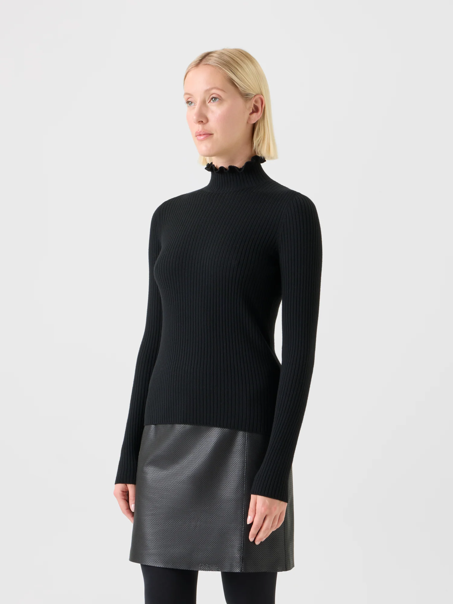 Low Waist Belted Leather Mini Skirt - Image 4