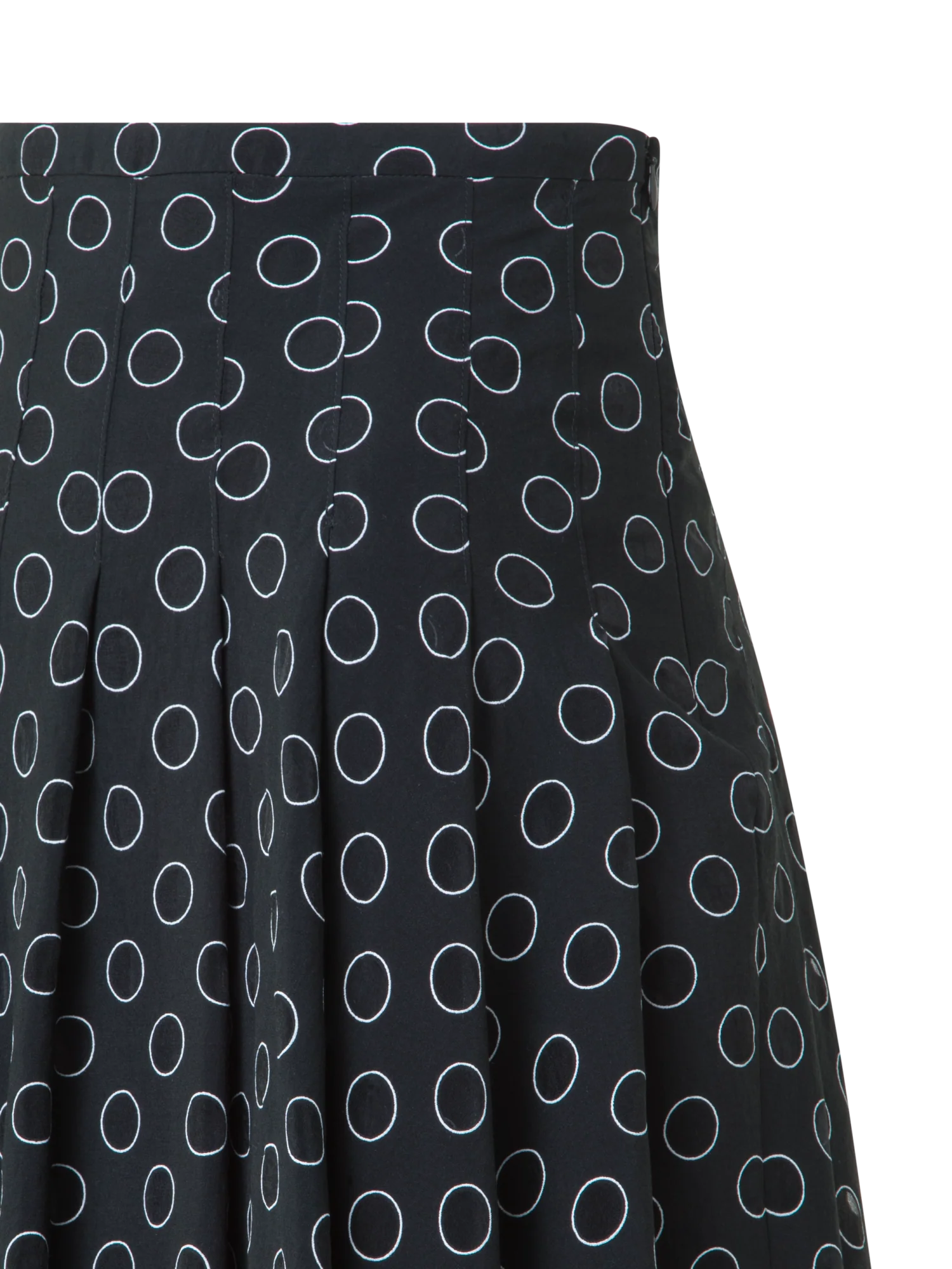 Pleated Midi Skirt in Polka Dot Organzino - Image 3