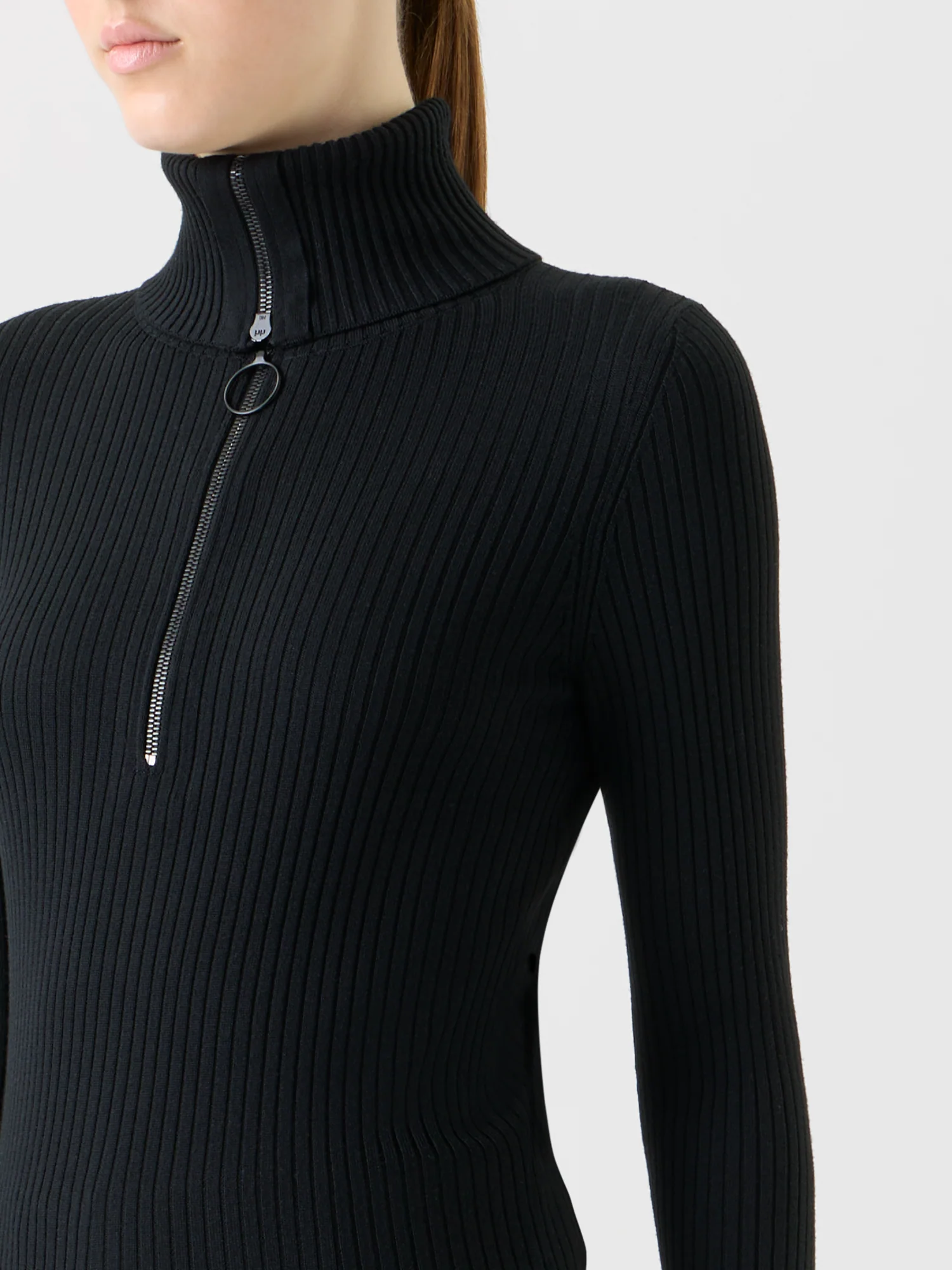 Sailor Collar Merino Wool Rib Half-Zip Sweater - Image 4
