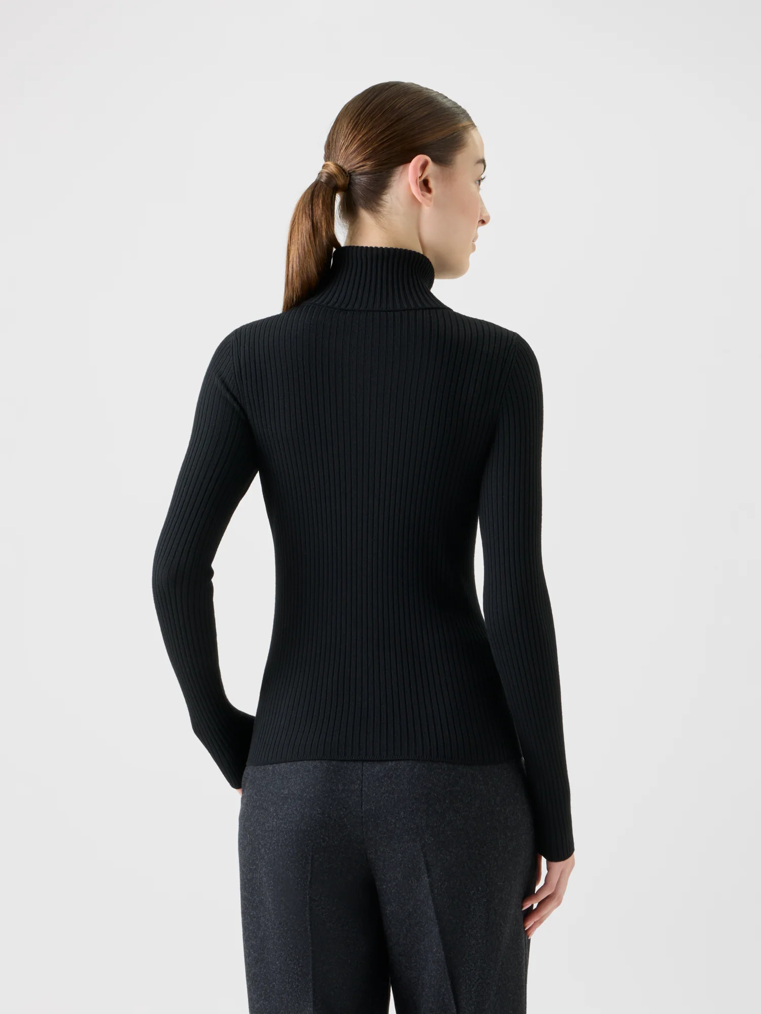 Sailor Collar Merino Wool Rib Half-Zip Sweater - Image 6