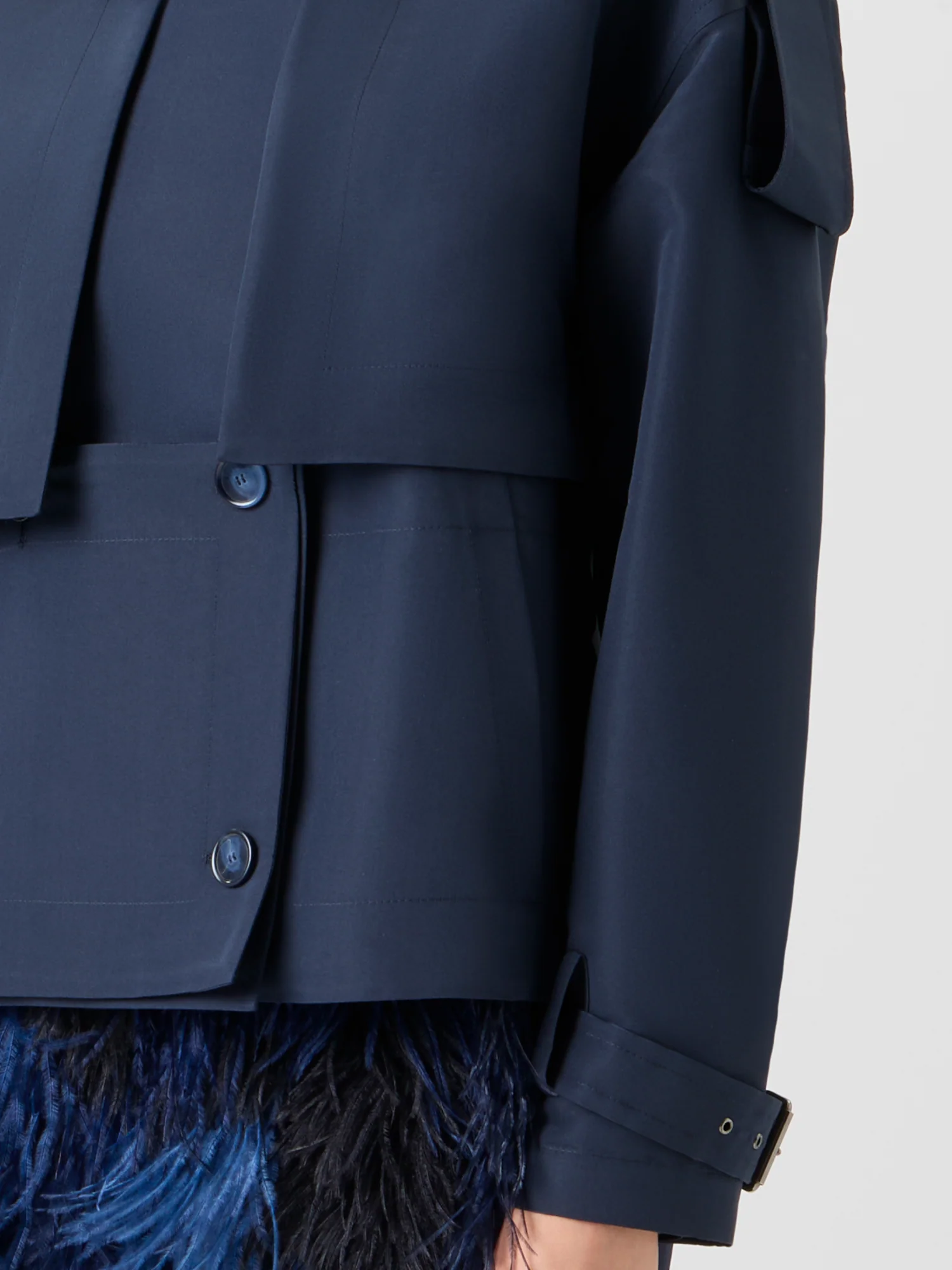 Short Silk Trench Coat with Removable Bolero - Image 6