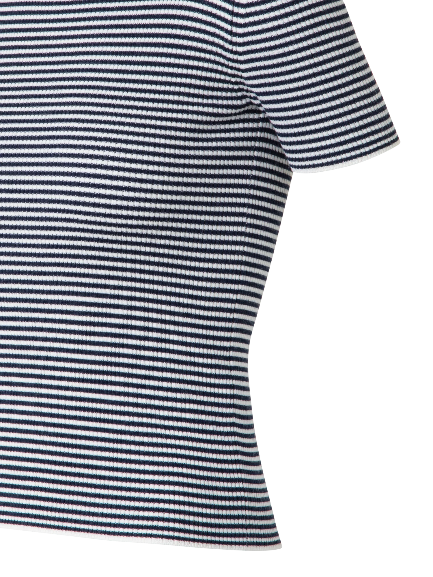 Short Sleeve Sweater in Striped Virgin Wool - Image 3