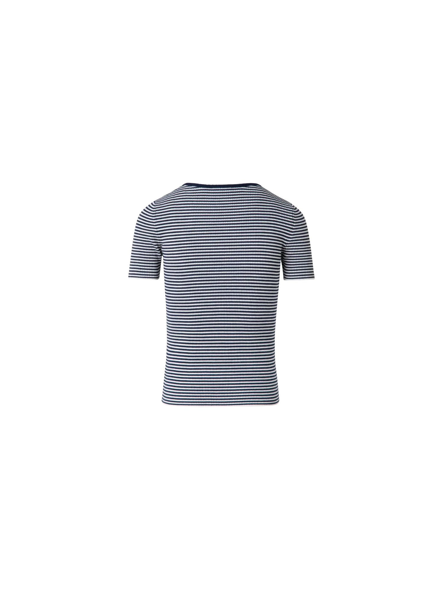 Short Sleeve Sweater in Striped Virgin Wool - Image 4