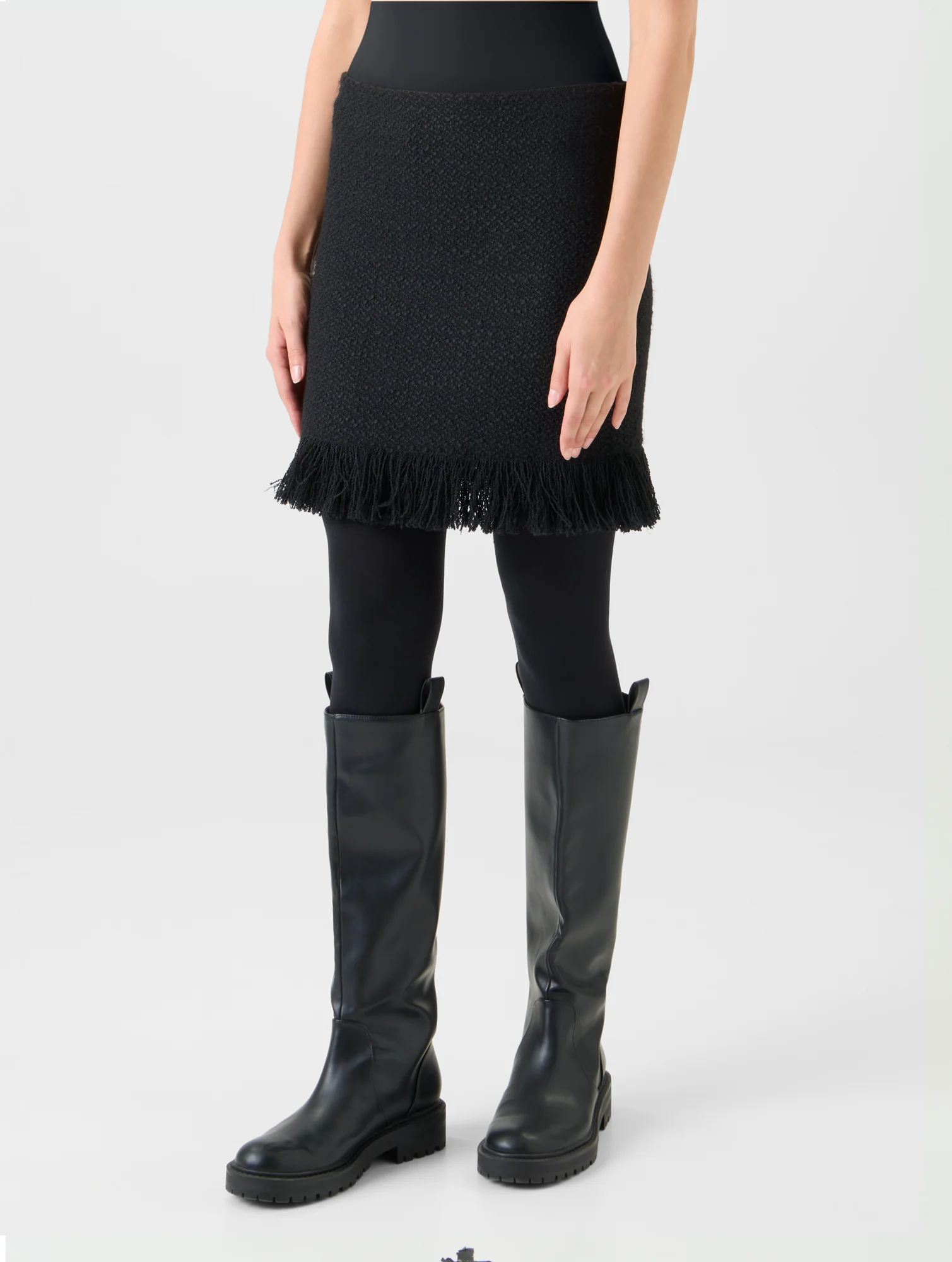 Tweed Bouclé Fringe Hem Mini Skirt - Image 4