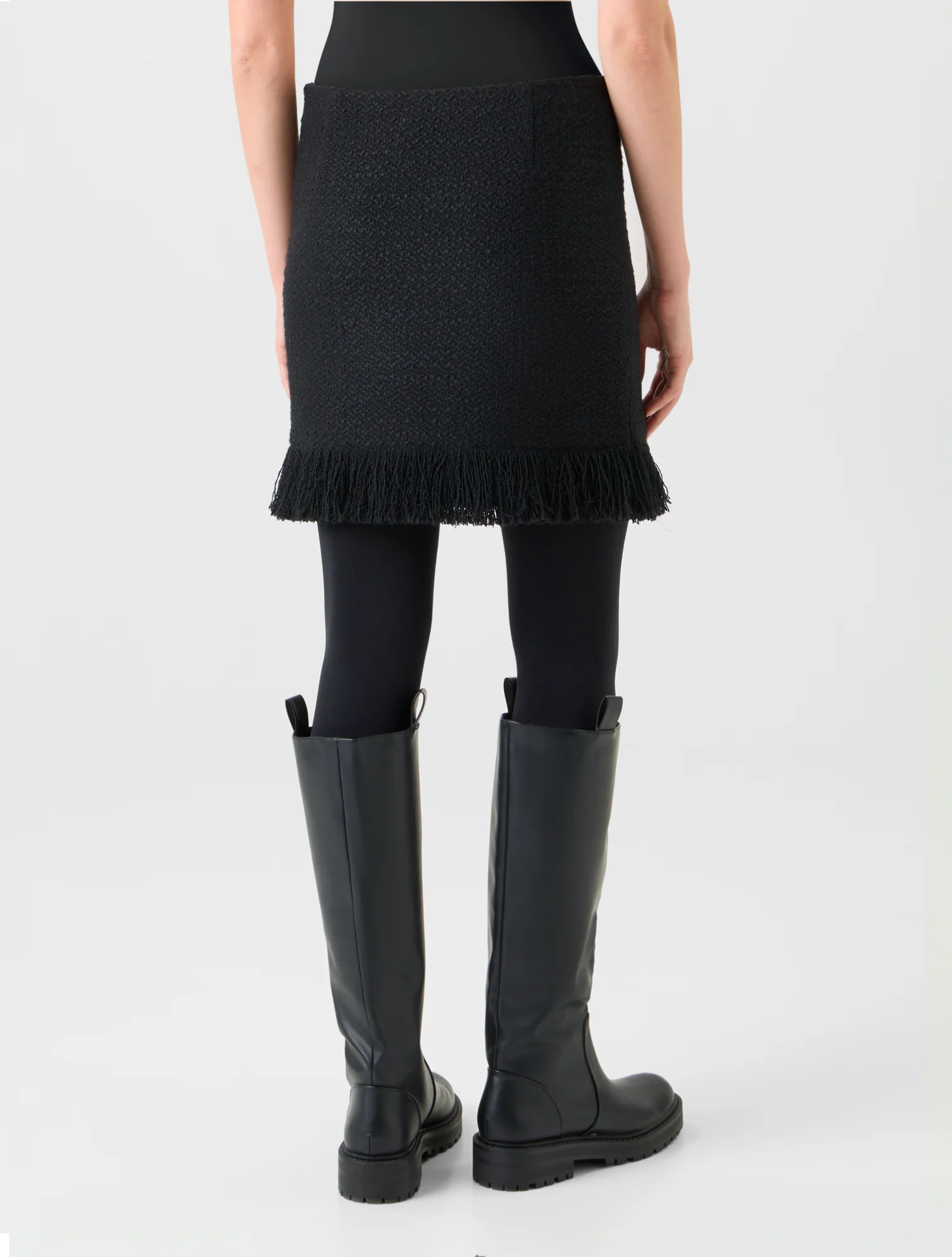 Tweed Bouclé Fringe Hem Mini Skirt - Image 5