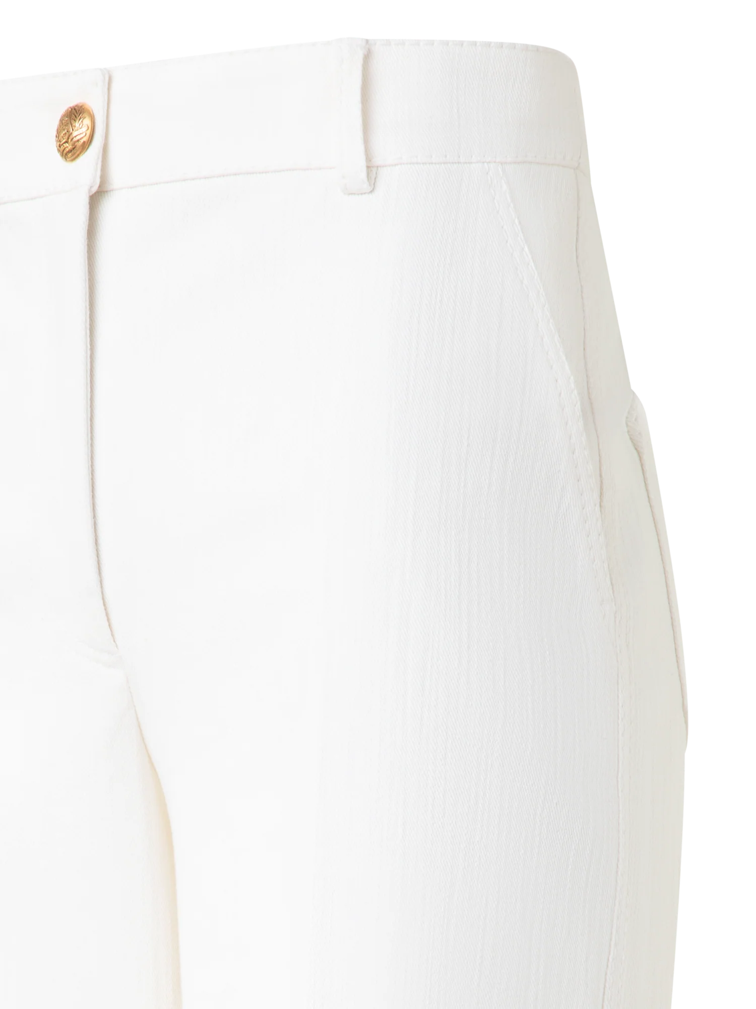 Cropped Wide Cotton Denim Stretch Pants - Image 3