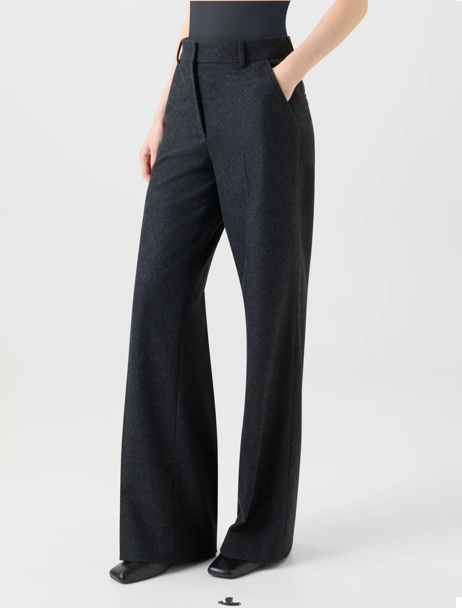 Wide Straight Wool Flannel Pants - Image 4