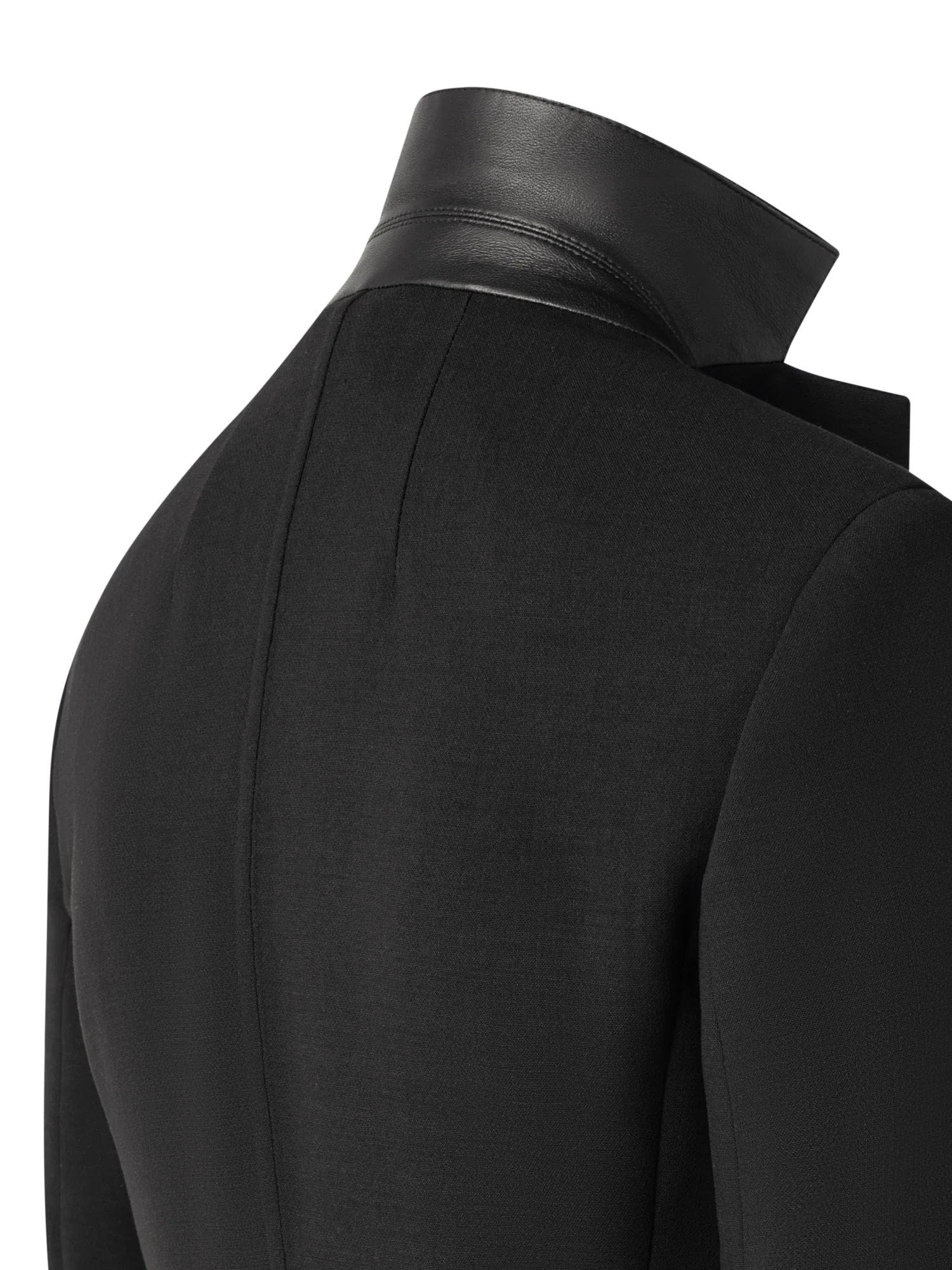 Wool Double-Face Blazer with Leather Collar - Image 3